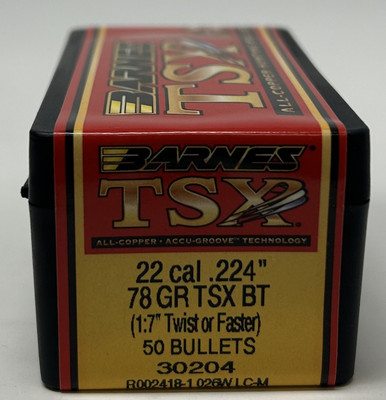 Barnes 224 Valkyrie (.224 Dia) Reloading Bullets Copper TSX B30204 78 Grain Boat Tail Hollow Point 50 Pieces