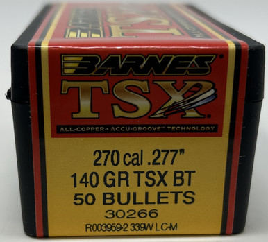 Barnes 270 Cal (.277 Dia) Reloading Bullets Copper TSX B30266 140 Grain Boat Tail Hollow Point 50 Pieces