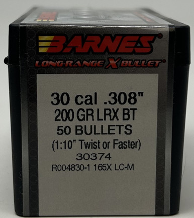 Barnes 30 Cal (.308 Dia) Reloading Bullets Copper LRX B30374 200 Grain Boat Tail Ballistic Tip 50 Pieces