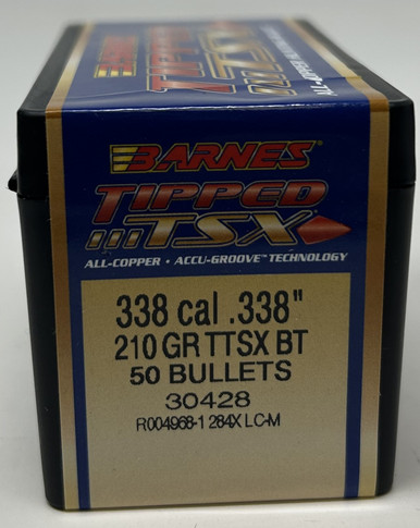 Barnes 338 Cal (.338 Dia) Reloading Bullets Copper TTSX B30428 210 Grain Boat Tail Ballistic Tip 50 Pieces