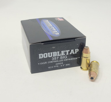 Doubletap 357 Sig Ammunition 357S115CE 115 Grain Controlled Expansion Jacketed Hollow Point 20 Rounds