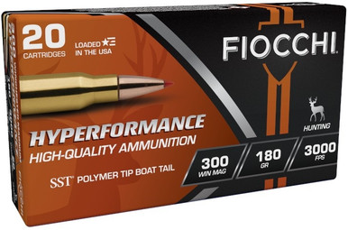 Fiocchi 300 Win Mag Ammunition FI300WMHSA 180 Grain SST Polymer Ballistic Tip 20 Rounds