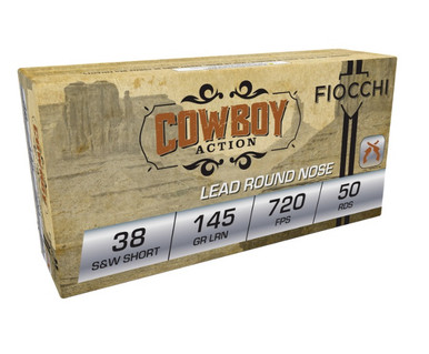 Fiocchi 38 S&W Short Ammunition Cowboy Action FI38SWSHL 145 Grain Lead Round Nose 50 rounds