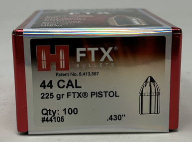 Hornady 44 Cal (.430 Dia) Reloading Bullets For 44 Mag H44105 225 Grain FTX 100 Pieces
