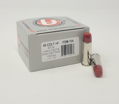 Underwood 45 Colt +P Ammunition UW724 325 Grain Hard Cast Coated Long Flat Nose Gas Check 20 rounds