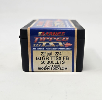 Barnes 22 Cal (.224 Dia) Reloading Bullets Copper TTSX B30185 50 Grain Flat Base Ballistic Tip 50 Pieces