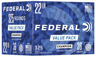 Federal 22 Long Rifle Ammunition Champion F749 36 Grain Lead Hollow Point Value Pack 325 Rounds