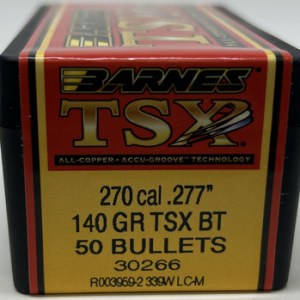 Barnes 270 Cal (.277 Dia) Reloading Bullets Copper TSX B30266 140 Grain Boat Tail Hollow Point 50 Pieces