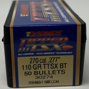 Barnes 270 Cal (.277 Dia) Reloading Bullets Copper TTSX B30274 110 Grain Boat Tail Ballistic Tip 50 Pieces