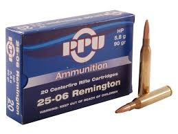 Prvi PPU 25-06 Remington Ammunition PP2506P 100 Grain Soft Point 20 rounds