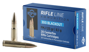 Prvi PPU 300 AAC Blackout Ammunition Rifle Line PP300BF 125 Grain Full Metal Jacket 20 Rounds
