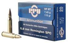 Prvi PPU 6.8mm Rem SPC Ammunition PP68H 115 Grain Hollow Point Boat Tail 20 Rounds