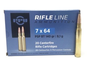 Prvi PPU 7x64mm Ammunition PP764 140 Grain Pointed Soft Point Boat Tail 20 rounds