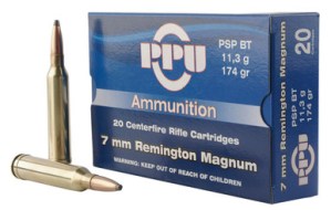 Prvi PPU 7mm Remington Magnum Ammunition PP7RM2 174 Grain Pointed Soft Point 20 rounds