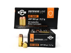 Prvi PPU 40 S&W Ammunition Defense PPD40 180 Grain Jacketed Hollow Point 50 Rounds