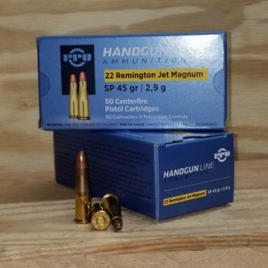 Prvi PPU 22 Rem Jet Mag Ammunition PPH22RJ 45 Grain Soft Point 50 Rounds
