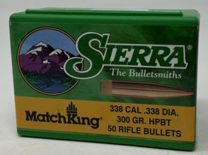 Sierra 338 Cal (.338 Dia) Reloading Bullets Matchking SRAA9300T 300 Grain Hollow Point Boat Tail 50 Pieces
