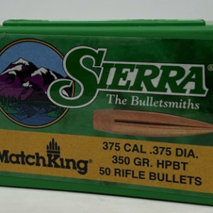 Sierra 375 Cal (.375 Dia) Reloading Bullets Matchking SRAA9350T 350 Grain Hollow Point Boat Tail 50 Pieces