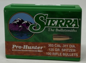 Sierra 303 Cal (.311 Dia) Reloading Bullets Pro Hunter SRAA2305 125 Grain Spitzer Soft Point 100 Pieces